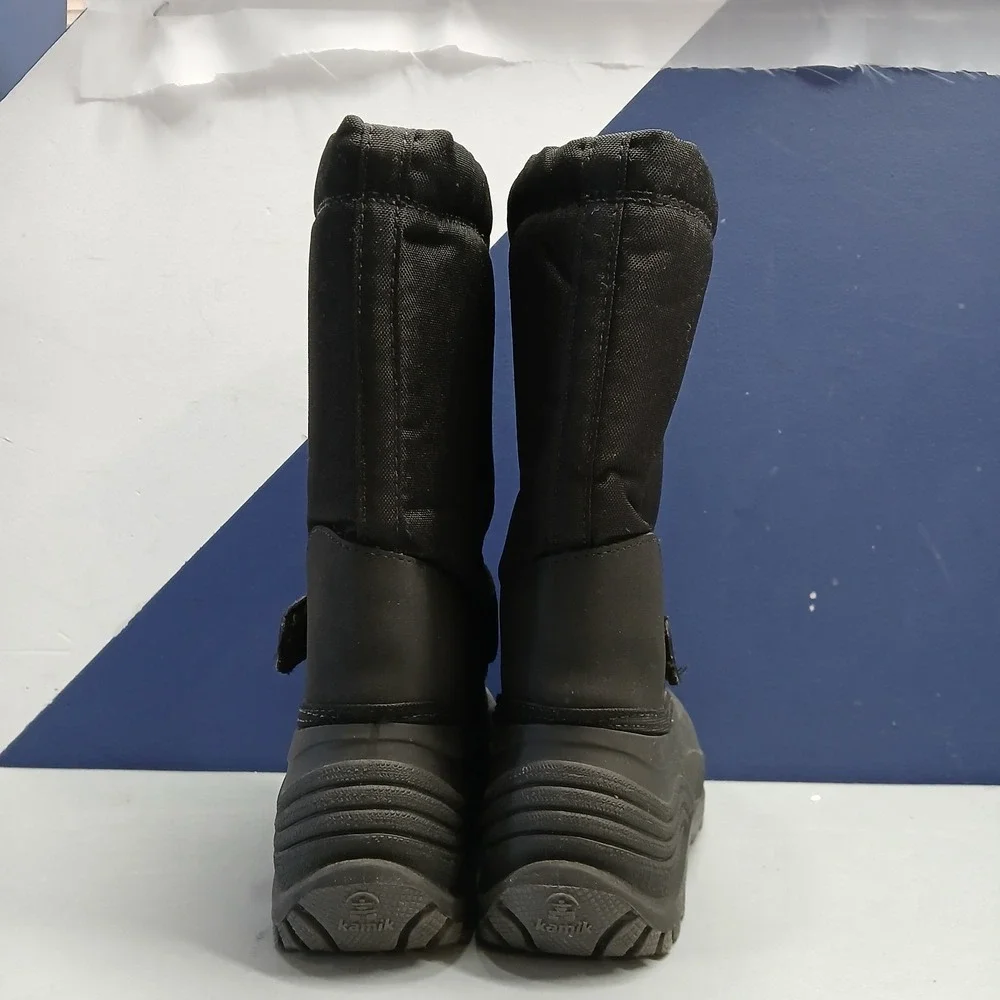 Kamik Waterbug 5 Winter Snow Boots Youth US Size 4B Black Mid Calf Hook & Loop